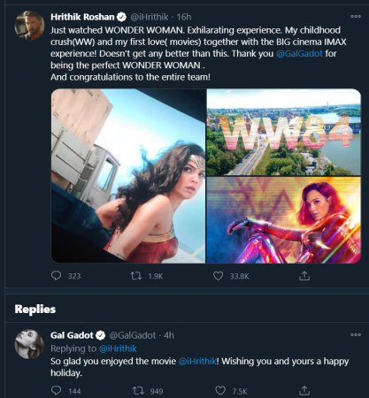Gal gadot replies hrithik roshan