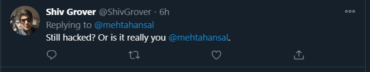 Hansal Mehta's account hacked