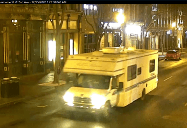 The RV behind the Nashville bombing. Pic @Twitter Nashville Police Department The RV in Nashville bombing