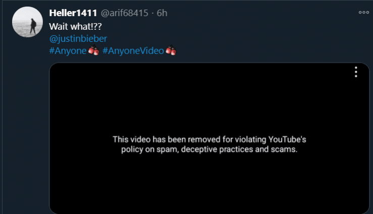 When the vidoe was deleted