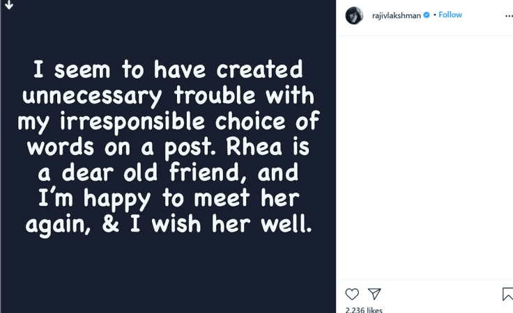 Rajiv laxman issues a clarification