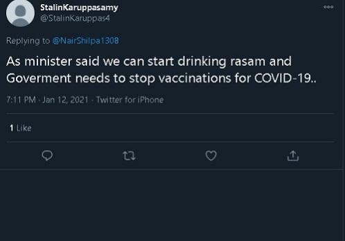 No, drinking Rasam does not protect you from coronavirus No, drinking Rasam does not protect you from coronavirus