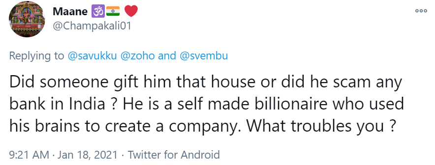 Sridhar Vembu Twitter attack