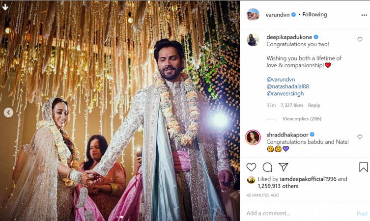 Deepika padukone and Shraddha Kapoor wish the newly wed couple