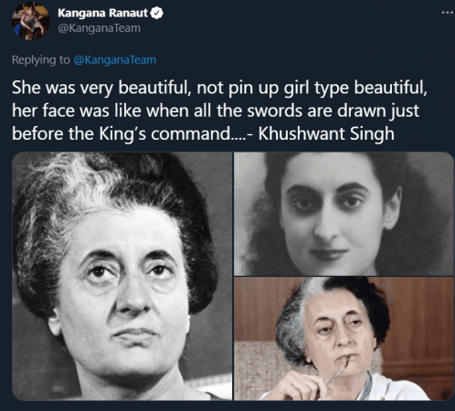 Kangana shares pictures of Indira Gandhi