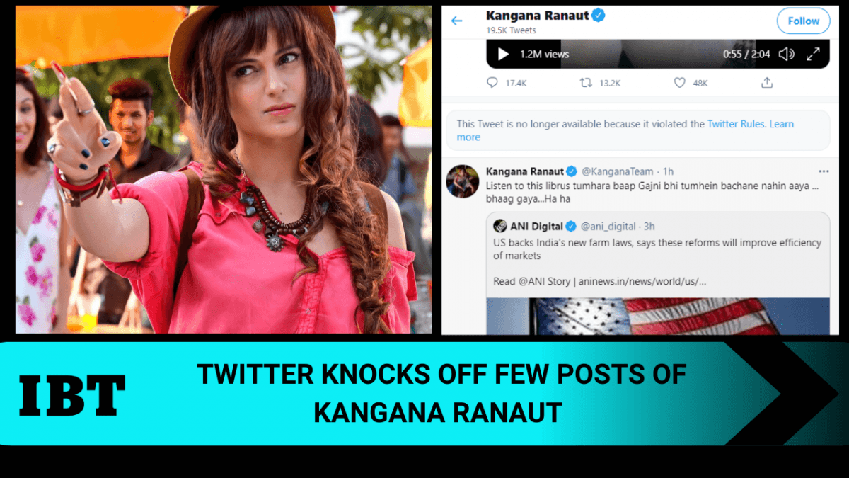Twitter cites rulebook, deletes some posts of Kangana Ranaut for violation  (details) - IBTimes India