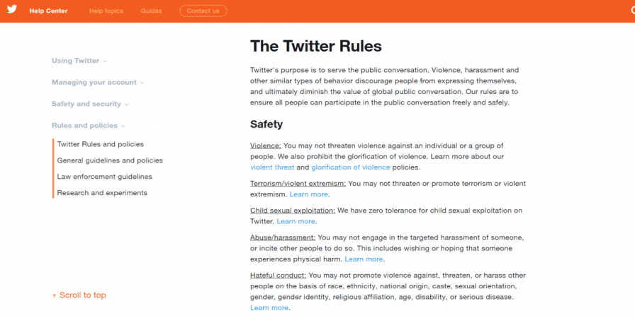 Twitter rules and guidelines
