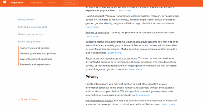 Twitter rules and guidelines