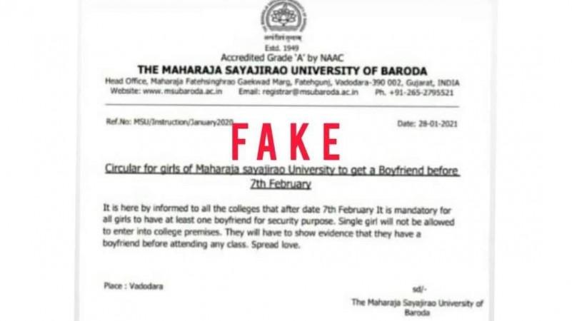 Fact check: MSU Baroda didn't ask students to get boyfriend; fake circular goes viral