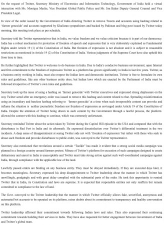MeitY press statement on Twitter