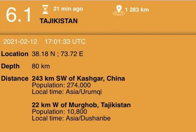earthquake in Tajikistan