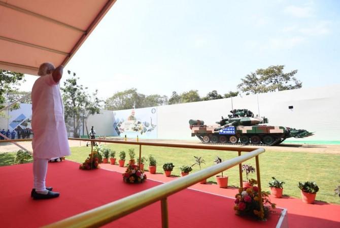 EMP installed at the front of Arjun Tanks Arjun Tank