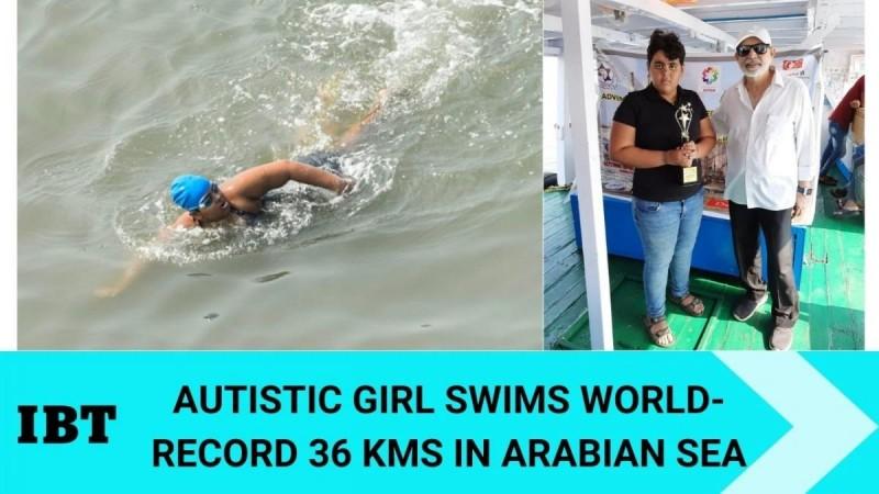 Autistic girl swims