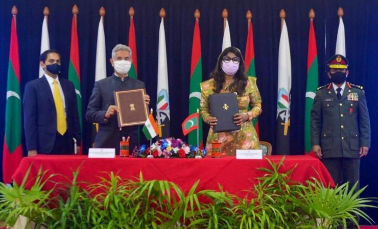 India's External Affairs Minister S Jaishankar and Maldives Defence Minister, Mariya Didi S. Jaishankar