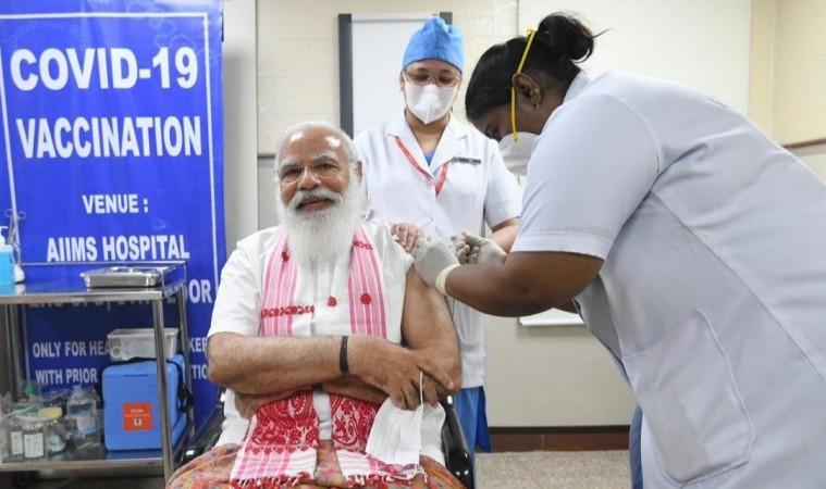 Modi receives his 1st Covid vaccine dose at AIIMS Modi receives his 1st Covid vaccine dose at AIIMS