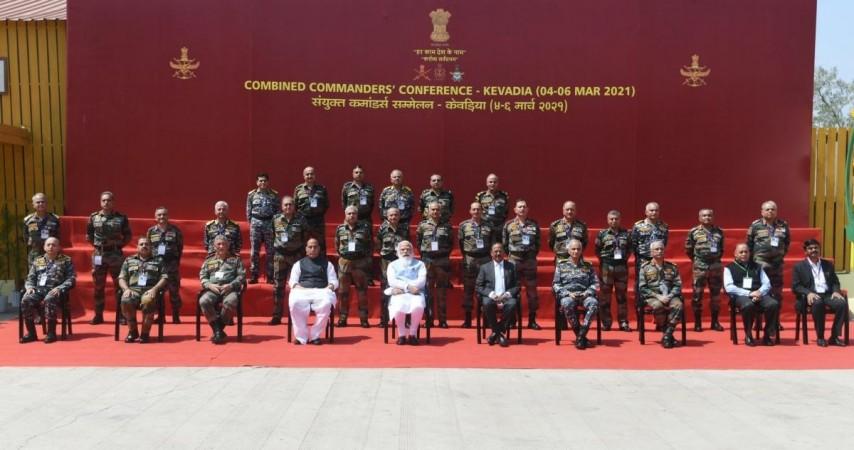 Combined Commanders Conference was attended by PM Modi and Defence Minister Rajnath Singh Kevadia, Gujarat on Saturday. Commanders conference