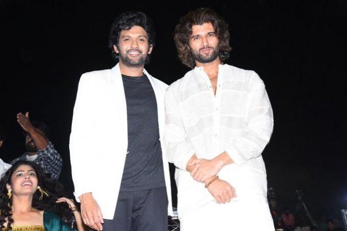 Naveen Polishetty and Vijay Deverakonda at Jathi Rathnalu pre-release event