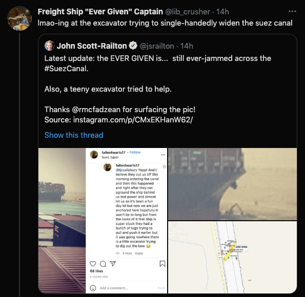 Suez Canal in gridlock; container ship longer than Eiffel Tower blocked Egypt's crucial shipping lane