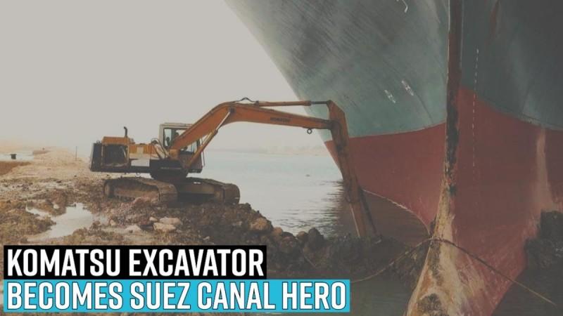 Komatsu excavator becomes Suez Canal hero