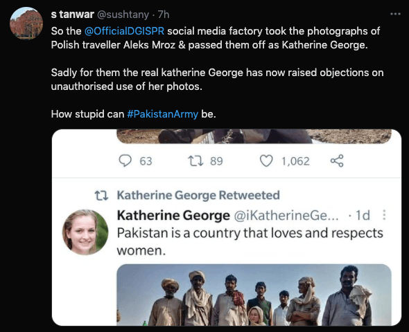 Who is Katherine George; pro-PAK Twitter account fake, used for propaganda