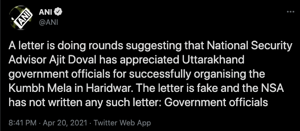 Fact check: Viral letter by NSA Ajit Doval praising Kumbh efforts is fake [truth here]