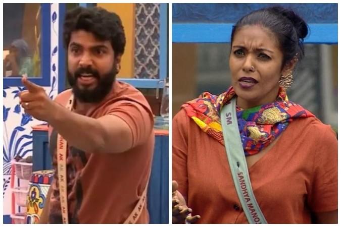 Anoop Krishnan (Left), Sandhya Manoj (Right) Bigg Boss Malayalam