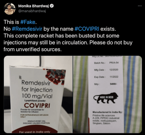 Fact check: Remdesivir sold under COVIPRI brand doesn't exist [truth here]