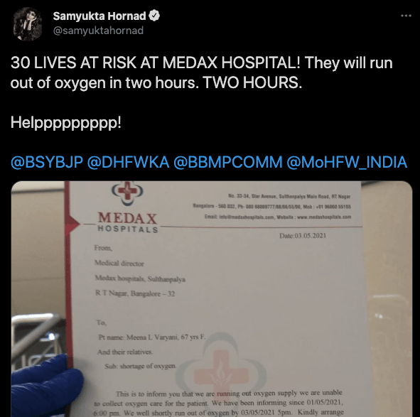 B'luru hospital faces oxygen shortage shortly; netizens raise SOS as 30 lives at risk