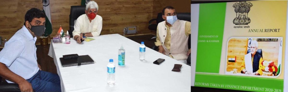 Lieutanant Governor of J&K Manoj Sinha releasing 'annual report promoting good governance' on Wednesday