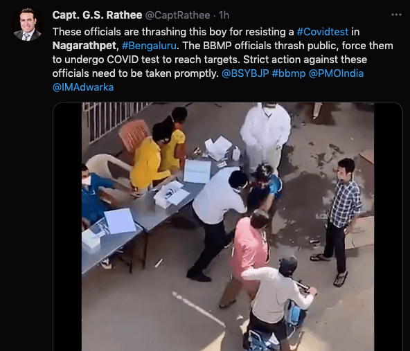 Fact check: Two men thrashing youth for COVID test in B'luru not BBMP officials [truth here]