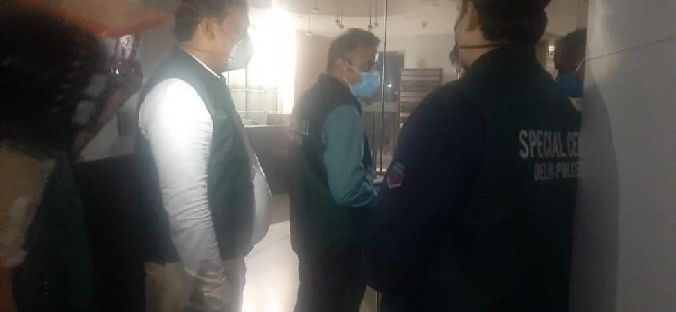 Officials of Delhi Police Special Cell at Twitter India office in Lado Sarai, Delhi on May 24. Delhi Police Special Cell