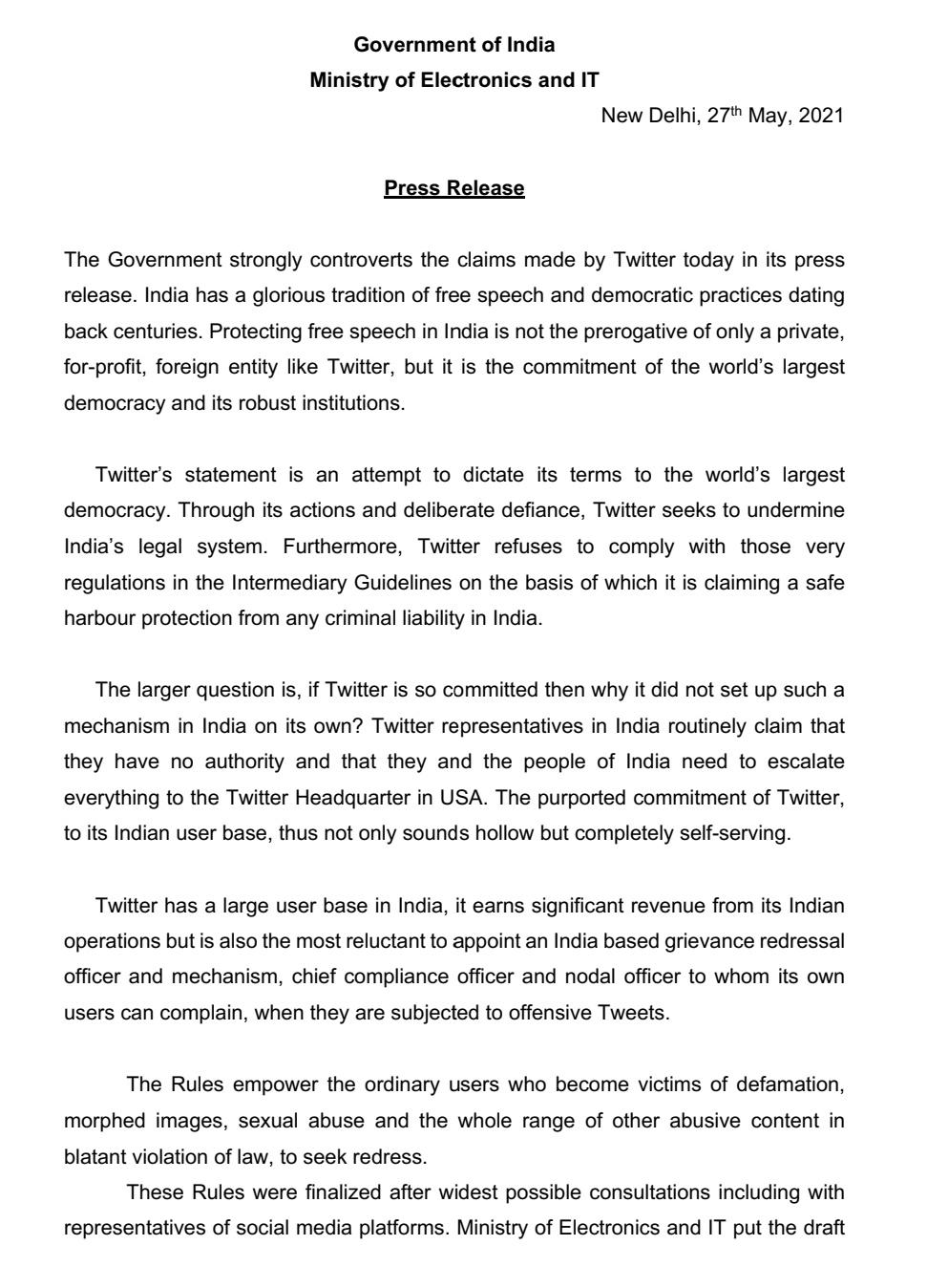 Twitter trying to dictate terms, undermine India's legal system: IT Ministry