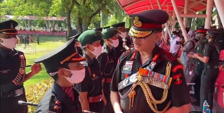 Lt Nitika Kaul getting her stars pipped by Lt Gen YK Joshi Lt Nitika Kaul getting her stars pipped by Lt Gen YK Joshi