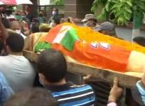 Body of Municipal Councillor of Tral, Pulwama, Rakesh Pandita being taken for last rites in Jammu