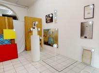A virtual tour screenshot of the exhibit; marked black box for Garau's invisible sculpture