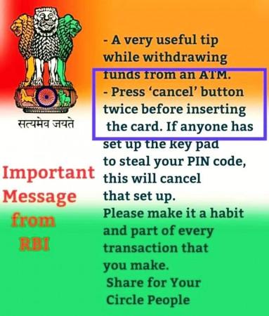 Fact check: Pressing cancel twice on ATM won't prevent PIN theft; false RBI notice in circulation
