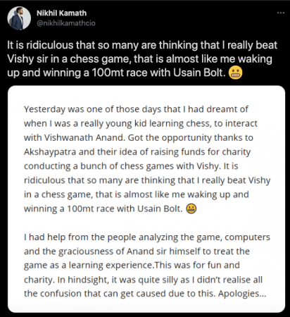 Zerodha co-founder is back on chess.com