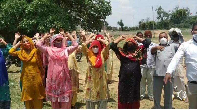 Villagers protesting