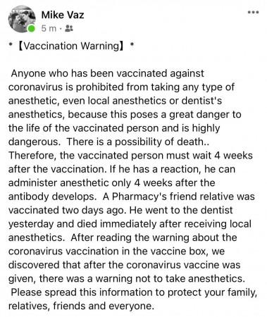 Fact check: No, anaesthetics won't kill vaccinated people; false claim causing panic [truth here]