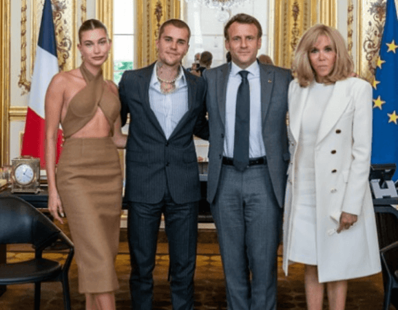 Hailey Bieber and Justin Bieber meet French President ...