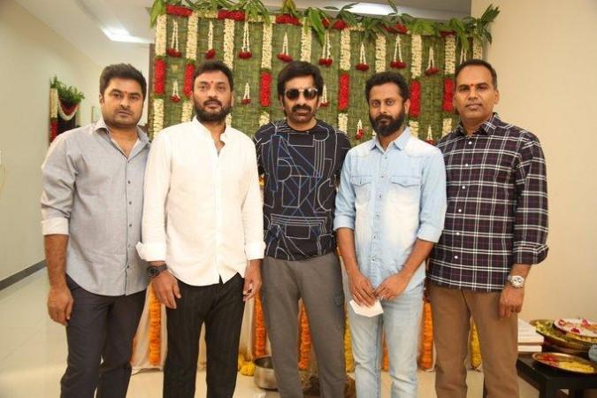 Telugu actor Ravi Teja kickstarts his upcoming movie with Sarath Mandava Ravi Teja under Sarath Mandava's direction