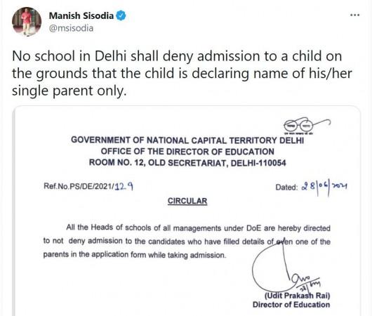 Deputy Chief Minister Manish Sisodia's tweet on the DoE's circular Deputy Chief Minister Manish Sisodia's tweet on the DoE's circular