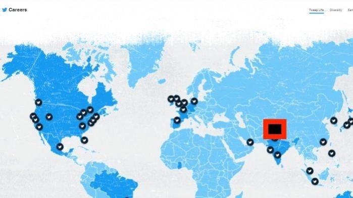 Twitter shows wrong India map. The misinterpretation has been blacked out in this picture Twitter shows wrong India map