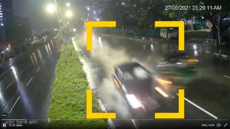 A video grab from the cctv footage released by Cyberabad Traffic Police A video grab from the cctv footage released by Cyberabad Traffic Police
