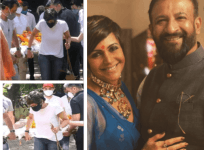 Mandira Bedi performing Raj Kaushal's last rites