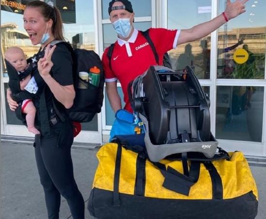 Basketball player Kimberly Gaucher with her husband and baby Basketball player Kimberly Gaucher with her husband and baby