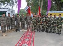BSF officers with Pakistan Rangers at Suchetgarh border