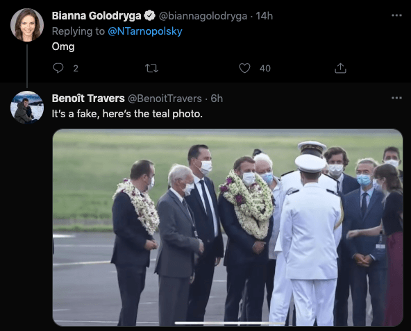 Fact check: Truth behind viral photo of Macron turned into human wreath