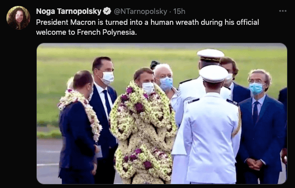 Fact check: Truth behind viral photo of Macron turned into human wreath