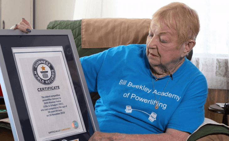 Edith Murway-Traina with her Guinness World Record certificate Edith Murway-Traina